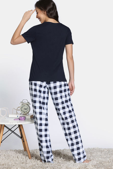 Zivame Farm Lore Knit Cotton Pyajama Sets - Estate Blue — image 4